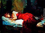 Michael O'Toole Sleeping Lady in Red painting